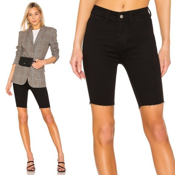 black denim biker shorts